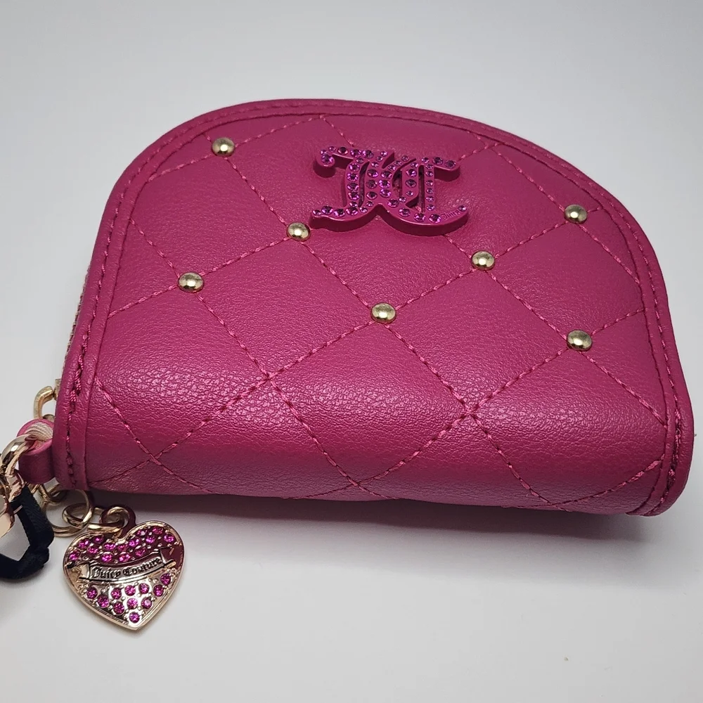 Juicy Couture Raspberry Tart Quilted Coin Purse with Mirror NWT Hot Pink Glam